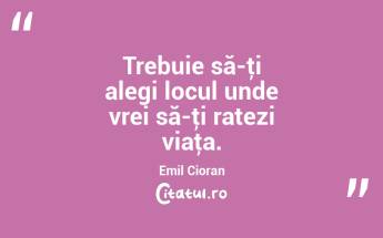 Trebuie să-ţi alegi locul unde vrei să-ţi ratezi viaţa. Emil Cioran...