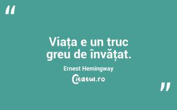 Viaţa e un truc greu de învăţat. Ernest Hemingway...