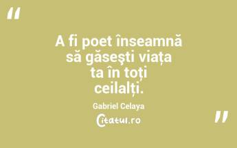 A fi poet înseamnă să găseşti viaţa ta în toţi ceilalţi. Gabriel Celaya...