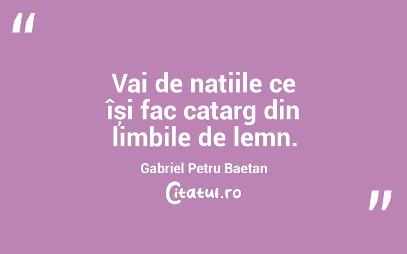 Vai de națiile ce își fac catarg din limbile de lemn. Gabriel Petru Baetan 
