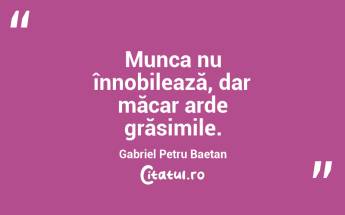 Munca nu înnobilează, dar măcar arde grăsimile. Gabriel Petru Baetan...