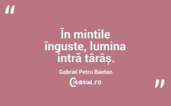 În mințile înguste, lumina intră târâș. Gabriel Petru Baetan ...
