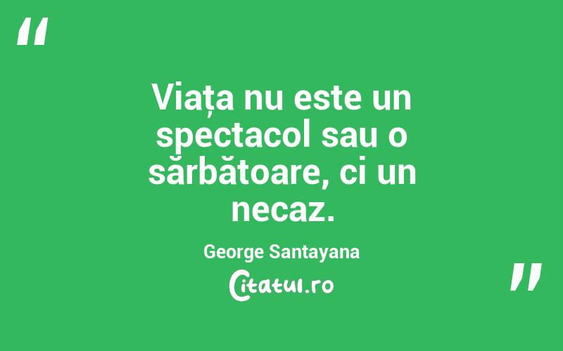 Viaţa nu este un spectacol sau o sărbătoare, ci un necaz. George Santayana

