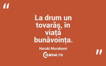 La drum un tovarăş, în viaţă bunăvoinţa. Haruki Murakami...