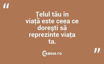 Ţelul tău în viaţă este ceea ce doreşti să reprezinte viaţa ta. ...