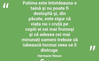 Patima este întotdeauna o taină şi nu poate fi desluşită şi, din păcate, este sigur că viaţa nu-i cruţă pe copiii ei cei mai frumoşi şi că adesea cei mai minunaţi oameni trebuie să iubească tocmai ceea ce îi distruge. Hermann Hesse...