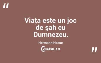 Viaţa este un joc de şah cu Dumnezeu. Hermann Hesse...