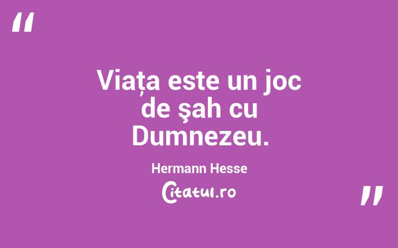 Viaţa este un joc de şah cu Dumnezeu. Hermann Hesse
