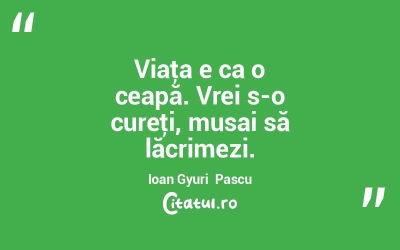 Viaţa e ca o ceapă. Vrei s-o cureţi, musai să lăcrimezi. Ioan Gyuri  Pascu