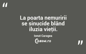 La poarta nemuririi se sinucide blând iluzia vieţii. Ionuț Caragea...