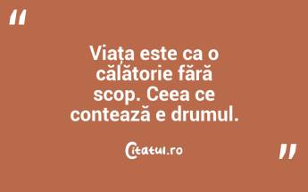 Viaţa este ca o călătorie fără scop. Ceea ce contează e drumul. ...