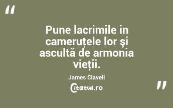 Pune lacrimile in cameruţele lor şi ascultă de armonia vieţii. James Clavell...