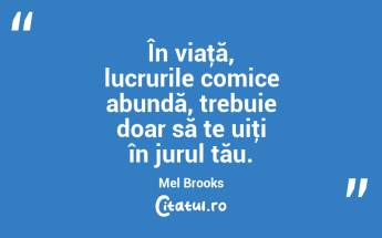 În viaţă, lucrurile comice abundă, trebuie doar să te uiţi în jurul tău. Mel Brooks...