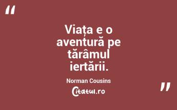 Viaţa e o aventură pe tărâmul iertării. Norman Cousins...