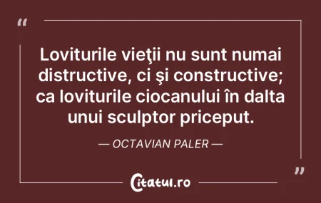 Loviturile vieţii nu sunt numai distruc...