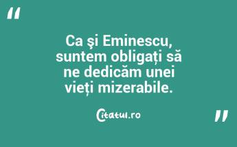 Ca şi Eminescu, suntem obligaţi să ne dedicăm unei vieţi mizerabile. ...