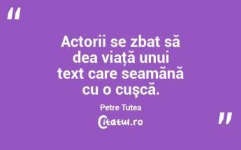 Actorii se zbat să dea viaţă unui text care seamănă cu o cuşcă. Petre Țuțea...