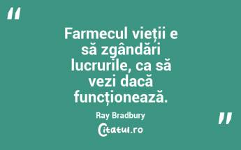 Farmecul vieţii e să zgândări lucrurile, ca să vezi dacă funcţionează. Ray Bradbury...