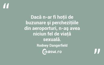 Dacă n-ar fi hoţii de buzunare şi percheziţiile din aeroporturi, n-aş avea niciun fel de viaţă sexuală. Rodney Dangerfield...