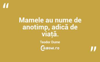 Mamele au nume de anotimp, adică de viaţă. Teodor Dume...