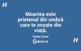 Moartea este prietenul din umbră care te scoate din viaţă. Teodor Dume...