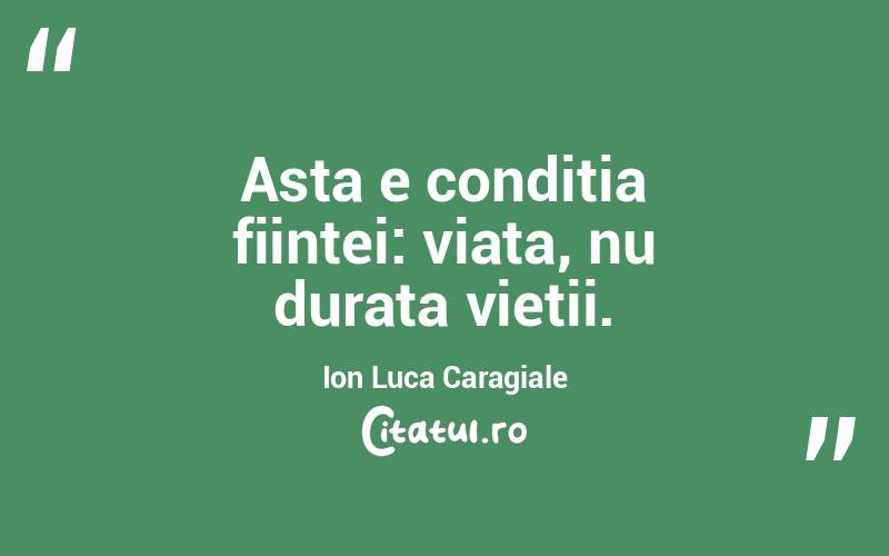 Asta e conditia fiintei: viata, nu durata vietii.  Ion Luca Caragiale