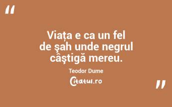 Viaţa e ca un fel de şah unde negrul câştigă mereu. Teodor Dume...