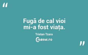 Fugă de cal vioi mi-a fost viaţa. Tristan Tzara...