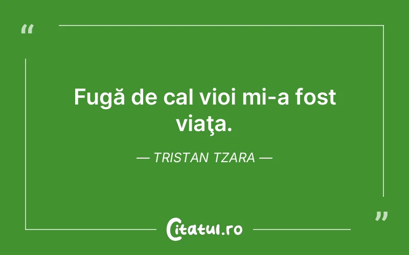 Fugă de cal vioi mi-a fost viaţa. Tristan Tzara