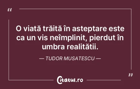 O viață trăită în așteptare este c... O viață trăită în așteptare este c...