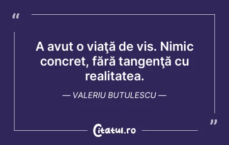 A avut o viaţă de vis. Nimic concret, ...