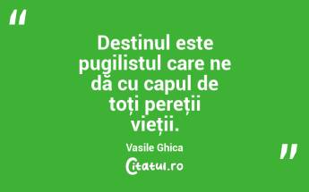 Destinul este pugilistul care ne dă cu capul de toţi pereţii vieţii. Vasile Ghica...