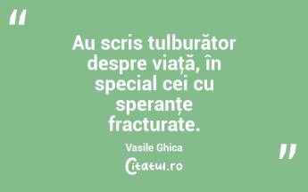 Au scris tulburător despre viaţă, în special cei cu speranţe fracturate. Vasile Ghica...