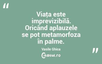 Viaţa este imprevizibilă. Oricând aplauzele se pot metamorfoza în palme. Vasile Ghica...