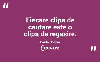 Fiecare clipa de cautare este o clipa de regasire.  Paulo Coelho...