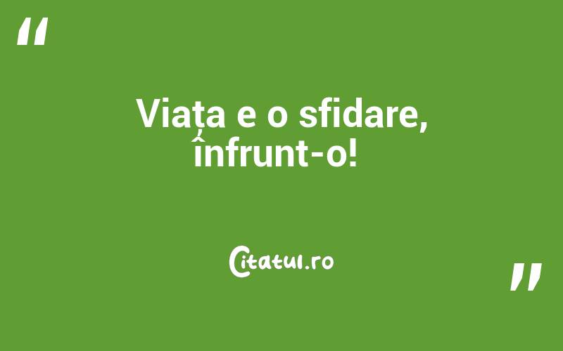 Viaţa e o sfidare, înfrunt-o! 
