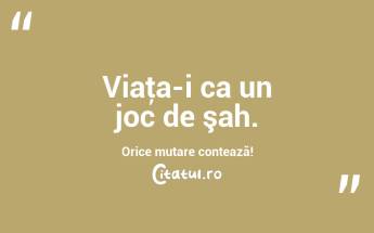 Viaţa-i ca un joc de şah. Orice mutare contează! ...