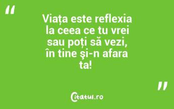 Viaţa este reflexia la ceea ce tu vrei sau poţi să vezi, în tine şi-n afara ta! ...