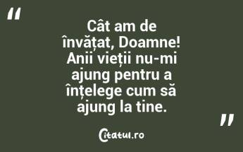 Cât am de învăţat, Doamne! Anii vieţii nu-mi ajung pentru a înţelege cum să ajung la tine. ...