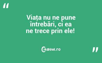 Viaţa nu ne pune întrebări, ci ea ne trece prin ele! ...