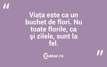 Viaţa este ca un buchet de flori. Nu toate florile, ca şi zilele, sunt la fel. ...