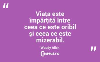 Viaţa este împărţită între ceea ce este oribil şi ceea ce este mizerabil. Woody Allen...