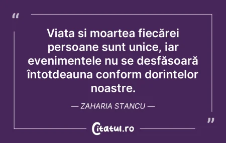 Viața și moartea fiecărei persoane su...