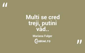 Mulți se cred treji, puțini văd.. Mariana Fulger...