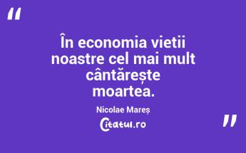 În economia vieții noastre cel mai mult cântărește moartea. Nicolae Mareș...