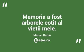 Memoria a fost arborele cotit al vieții mele. Marian Barbu...
