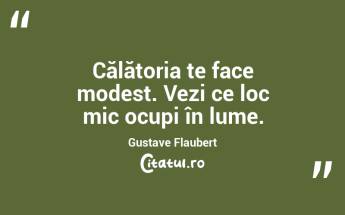 Călătoria te face modest. Vezi ce loc mic ocupi în lume. Gustave Flaubert...