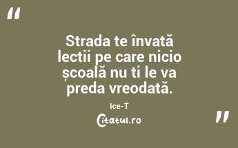 Strada te învață lecții pe care nicio școală nu ți le va preda vreodată. Ice-T...