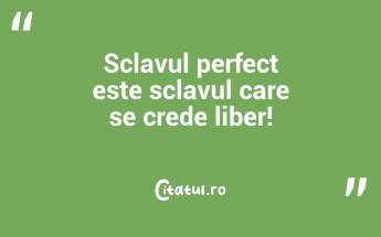 Sclavul perfect este sclavul care se crede liber!...