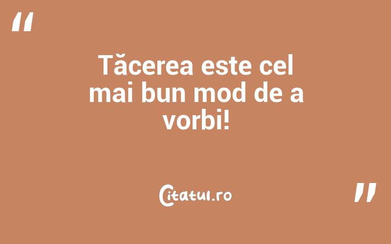 Tăcerea este cel mai bun mod de a vorbi!
